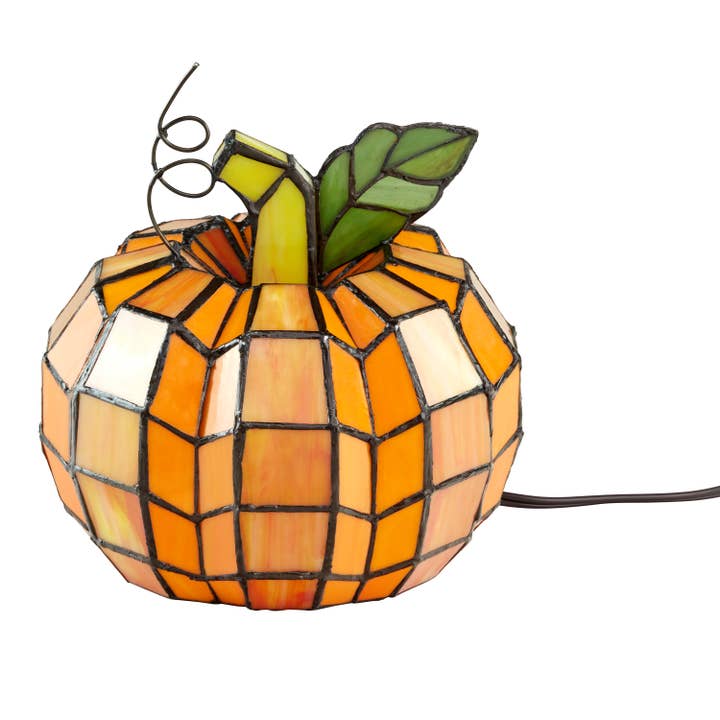 River of Goods - Wholesale Accent/Desk Lamp - 9"H Patch the Pumpkin Tiffany Stained Glass Accent Lamp7