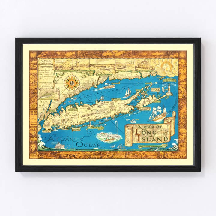 Ted's Vintage Art - Wholesale Map - Vintage Map of Long Island, New York 1933