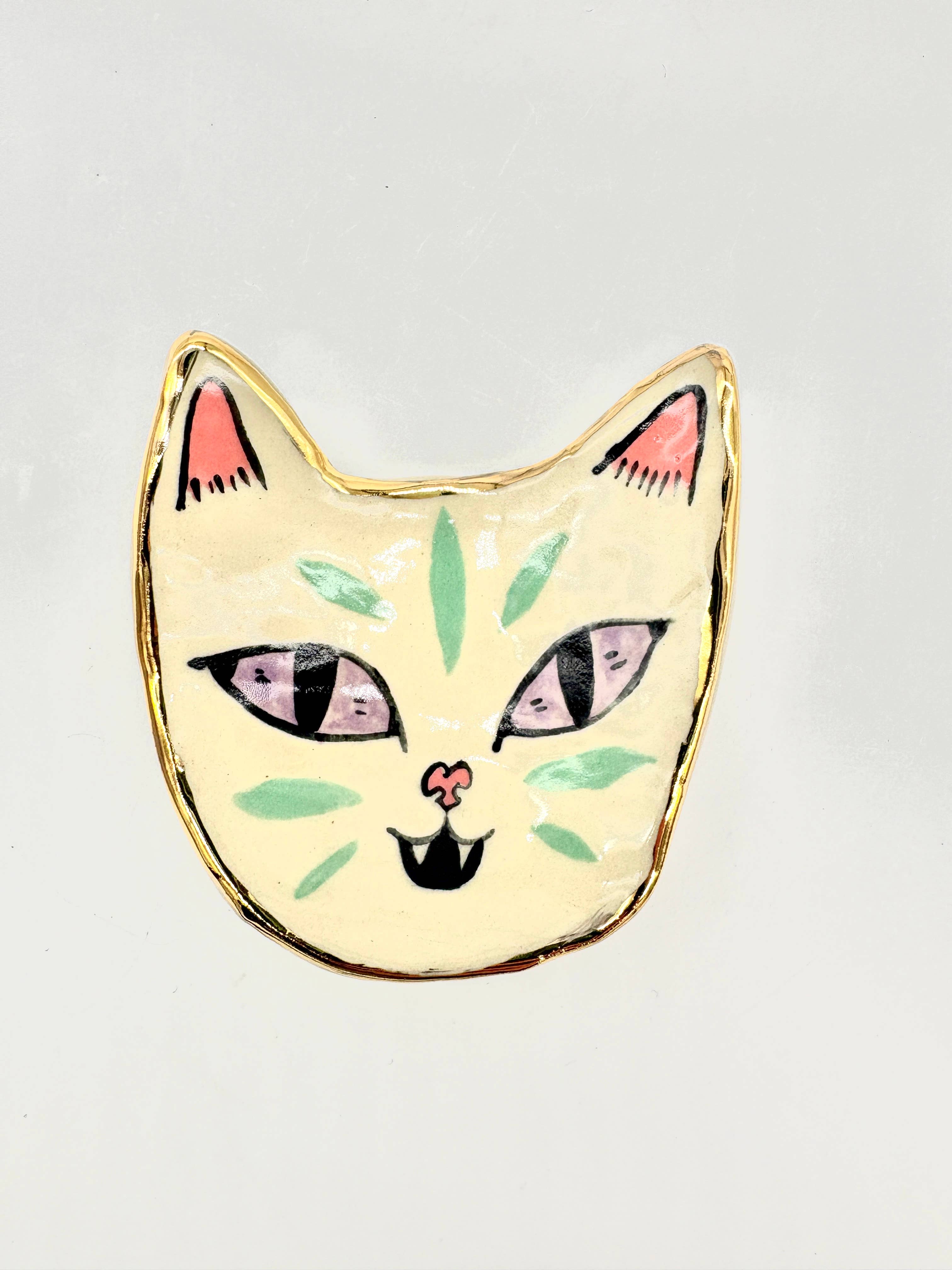 Erika Rier - Wholesale Jewelry Dish - Little Green Tiger Ring Dish with 22k Gold Luster6