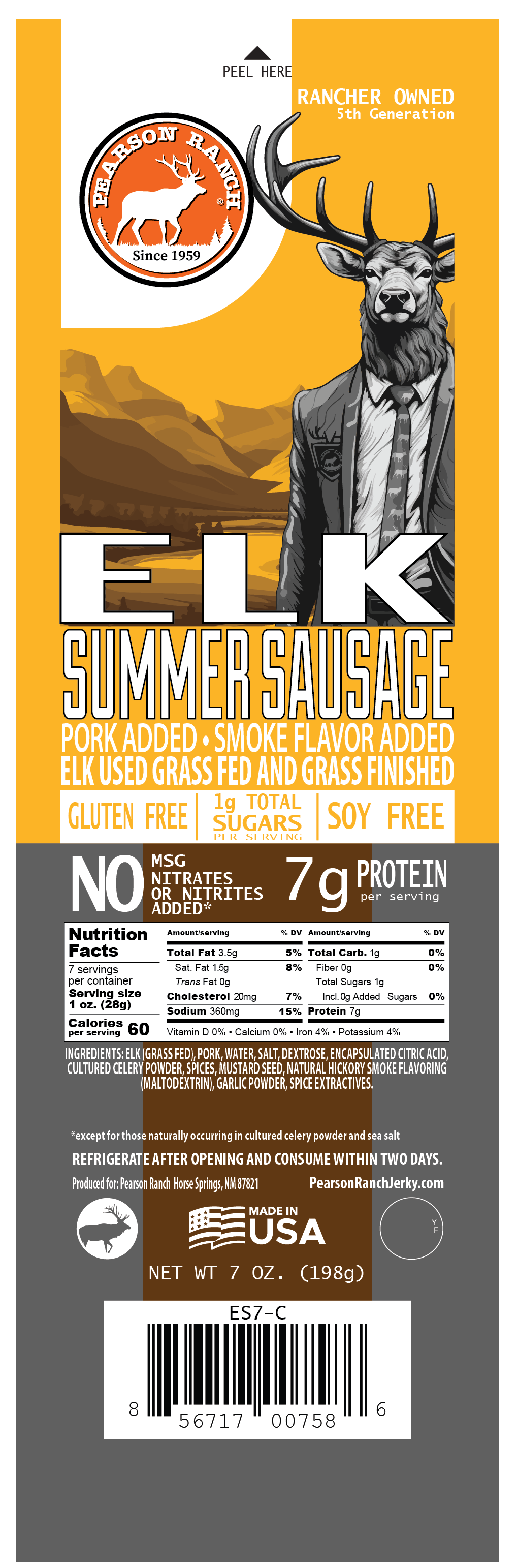 Pearson Ranch Elk & Bison Jerky - Wholesale Sausage - Elk Summer Sausage2