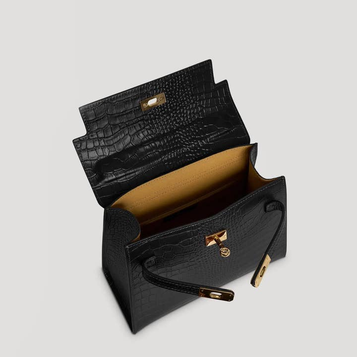 Prestige Milano - Wholesale Top handle bag – women's - Zaira Limited Edition Bag in Black Coco Leather5