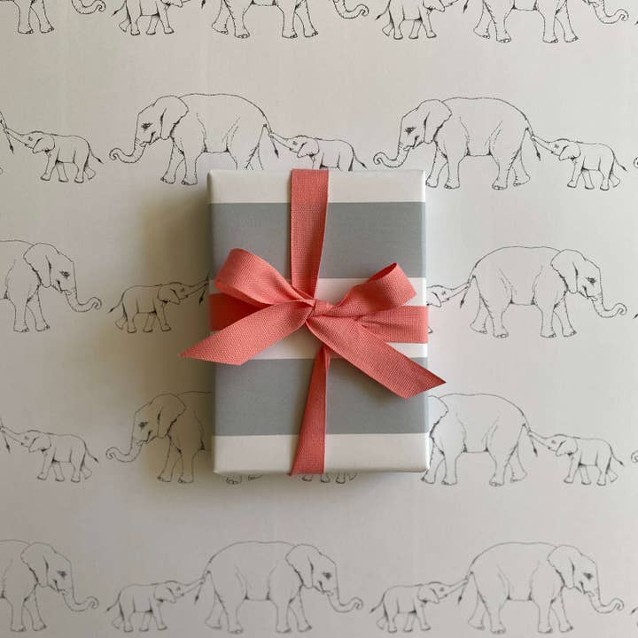 Ballard & Prescott - Wholesale Flat Wrap - Baby & Mama Elephant Wrapping Paper