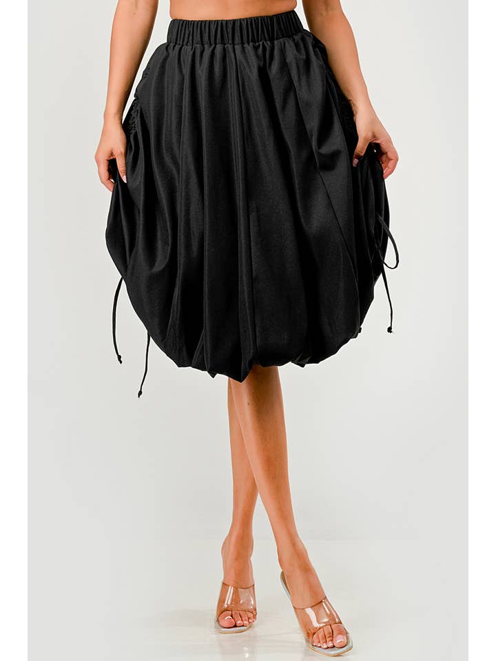 Namatt Design - Venta al por mayor Falda - Mujer - Falda midi burbuja ajustable con cordón lateral regular