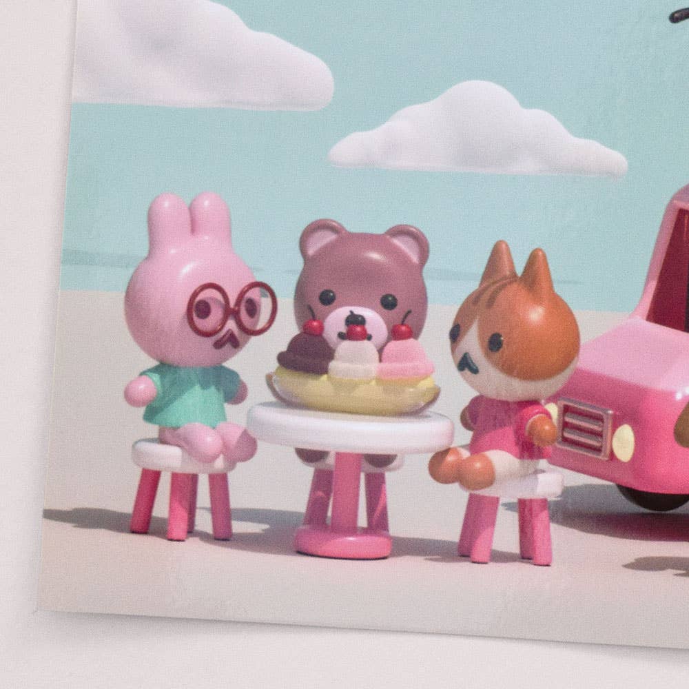 Canofdanchan Shop - Wholesale Art Print - Ice Cream Truck Animal Friends Print1