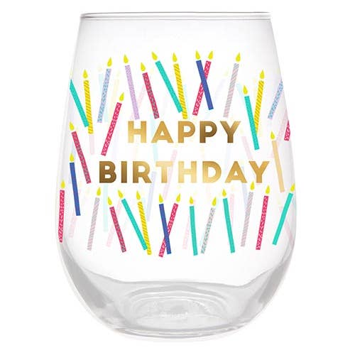 Wine Glass - Happy Birthday Candles for wholesale by Slant Collections by Creative Brands