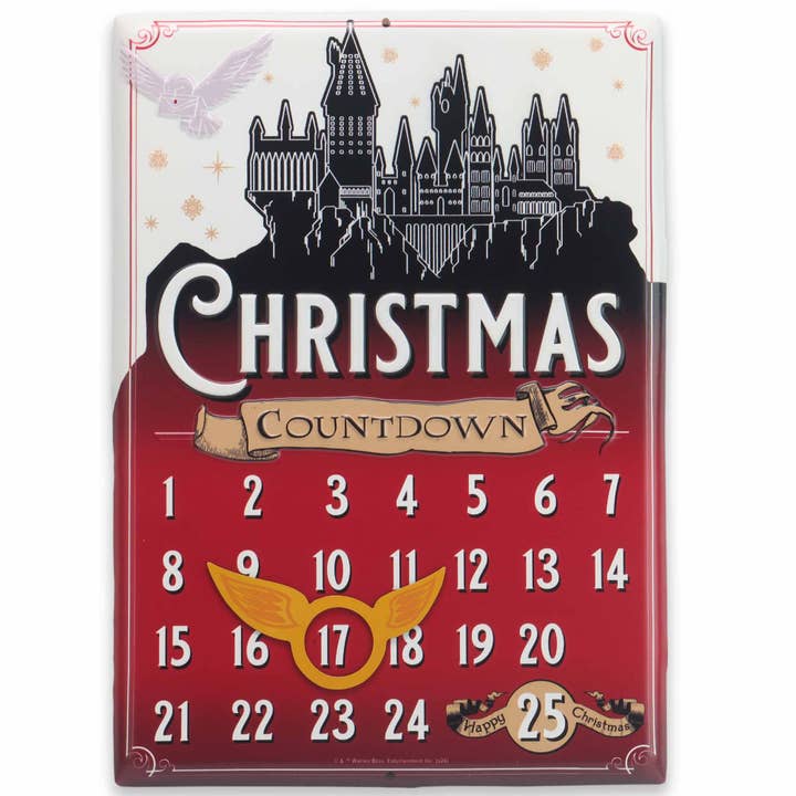 Hogwarts Christmas Countdown Calendar Metal Sign for wholesale by Open Road Brands, LLC