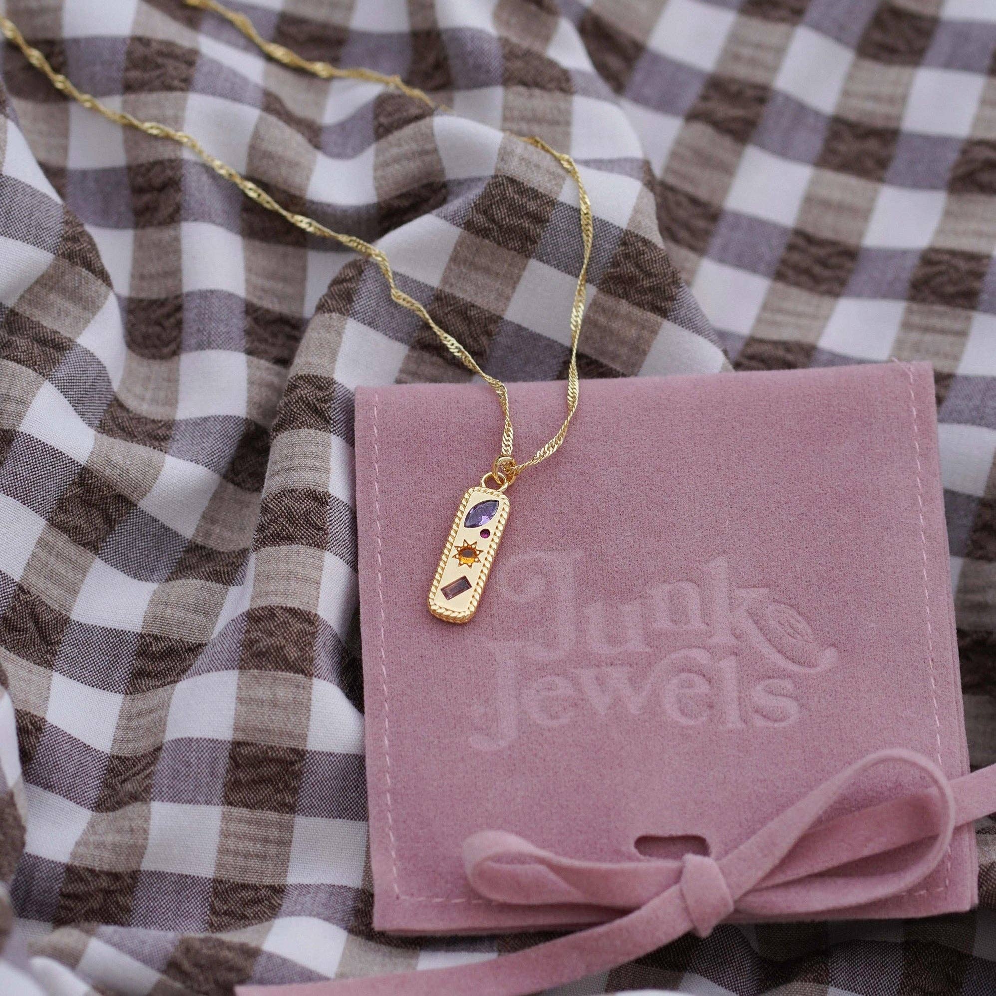 Junk Jewels Ltd - Wholesale Pendant/Charm Necklace - Kaleidoscope Gemstone Tag Pendant Necklace5