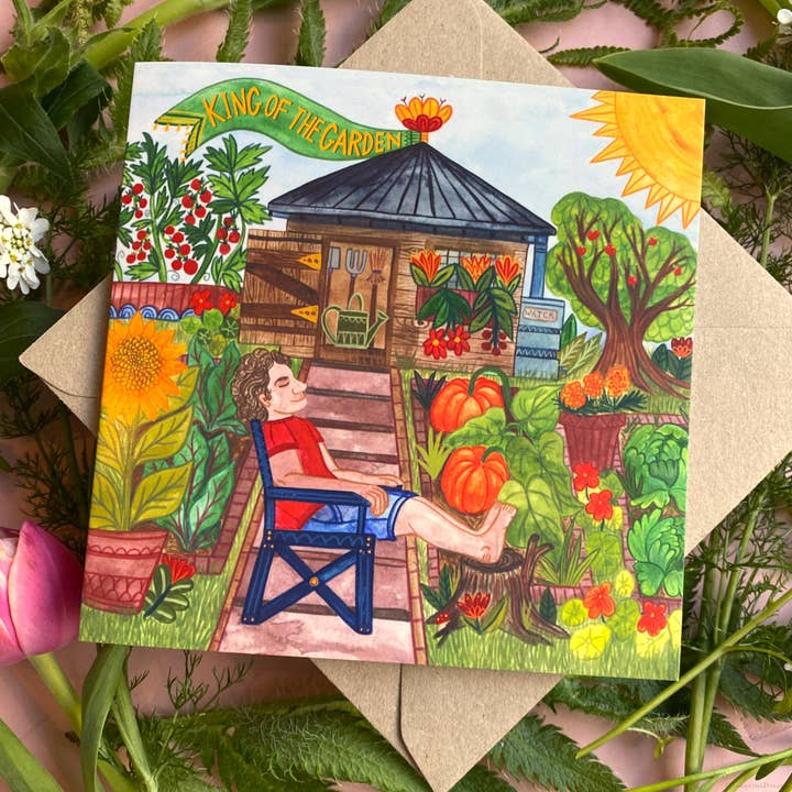 King of the Garden Greeting Card for wholesale by Samantha Dolan