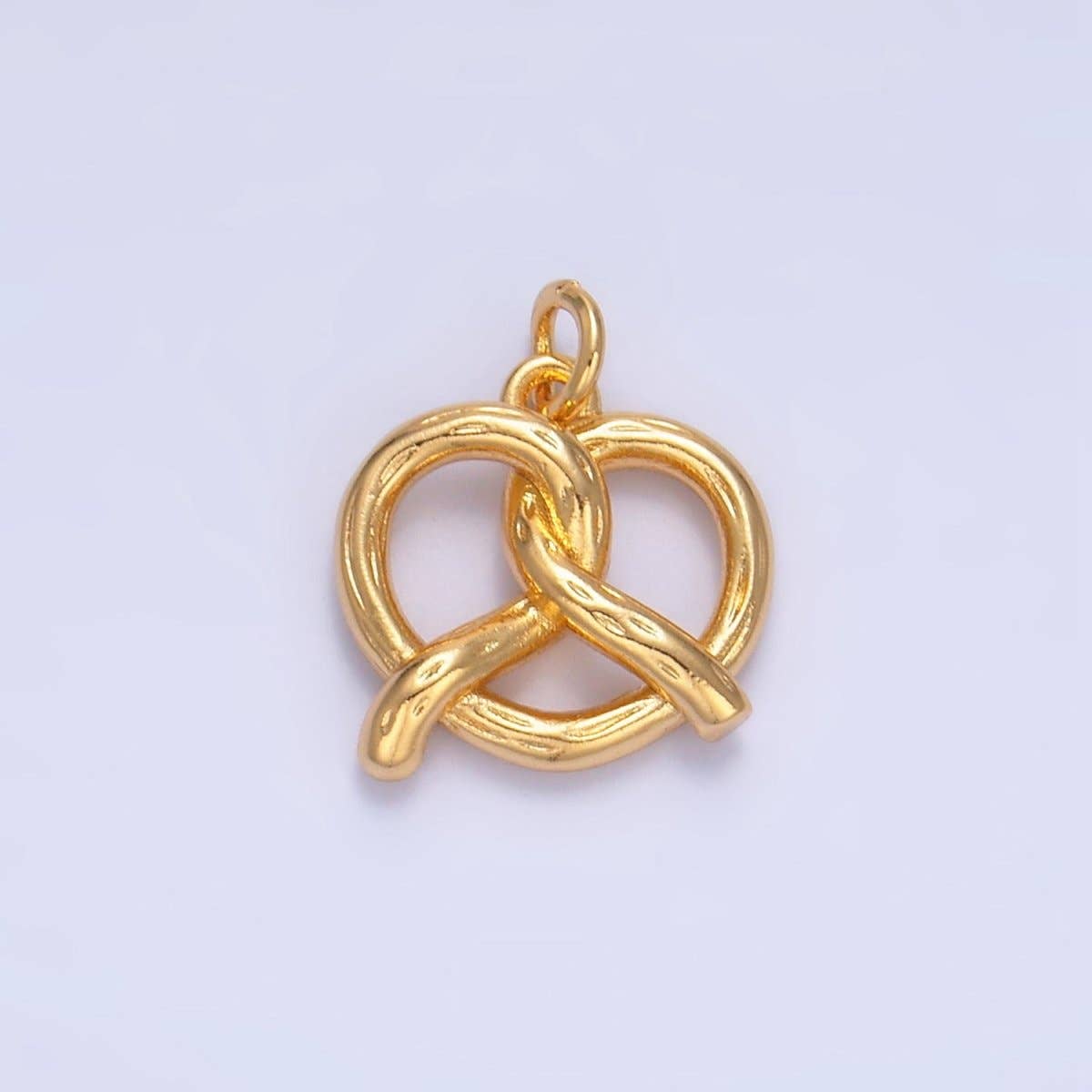 Aim Eternal - Wholesale Individual Charm/Pendant - 24K Gold Filled Mini Pretzel Pastry 3D Minimalist Charm in Gold & Silver | W1050