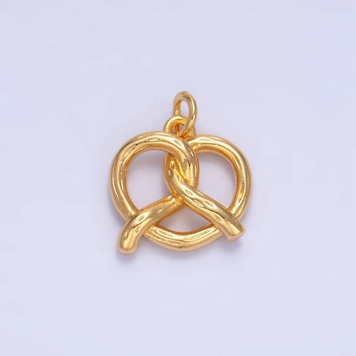 Aim Eternal - Wholesale Individual Charm/Pendant - 24K Gold Filled Mini Pretzel Pastry 3D Minimalist Charm in Gold & Silver | W105