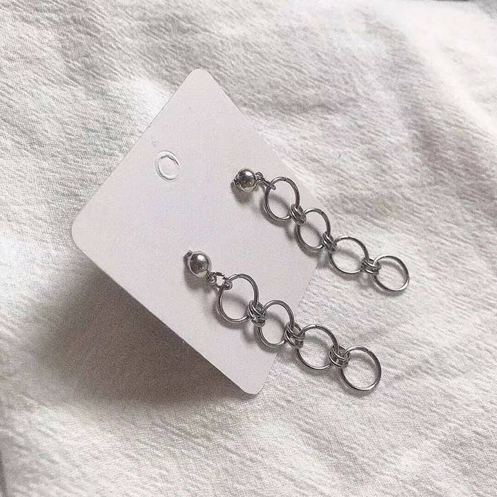 Haengseongworkshop - Wholesale Dangle Earrings - Korean Kpop style Punk Silver 10mm Ring Studs Earrings 5.5-6cm