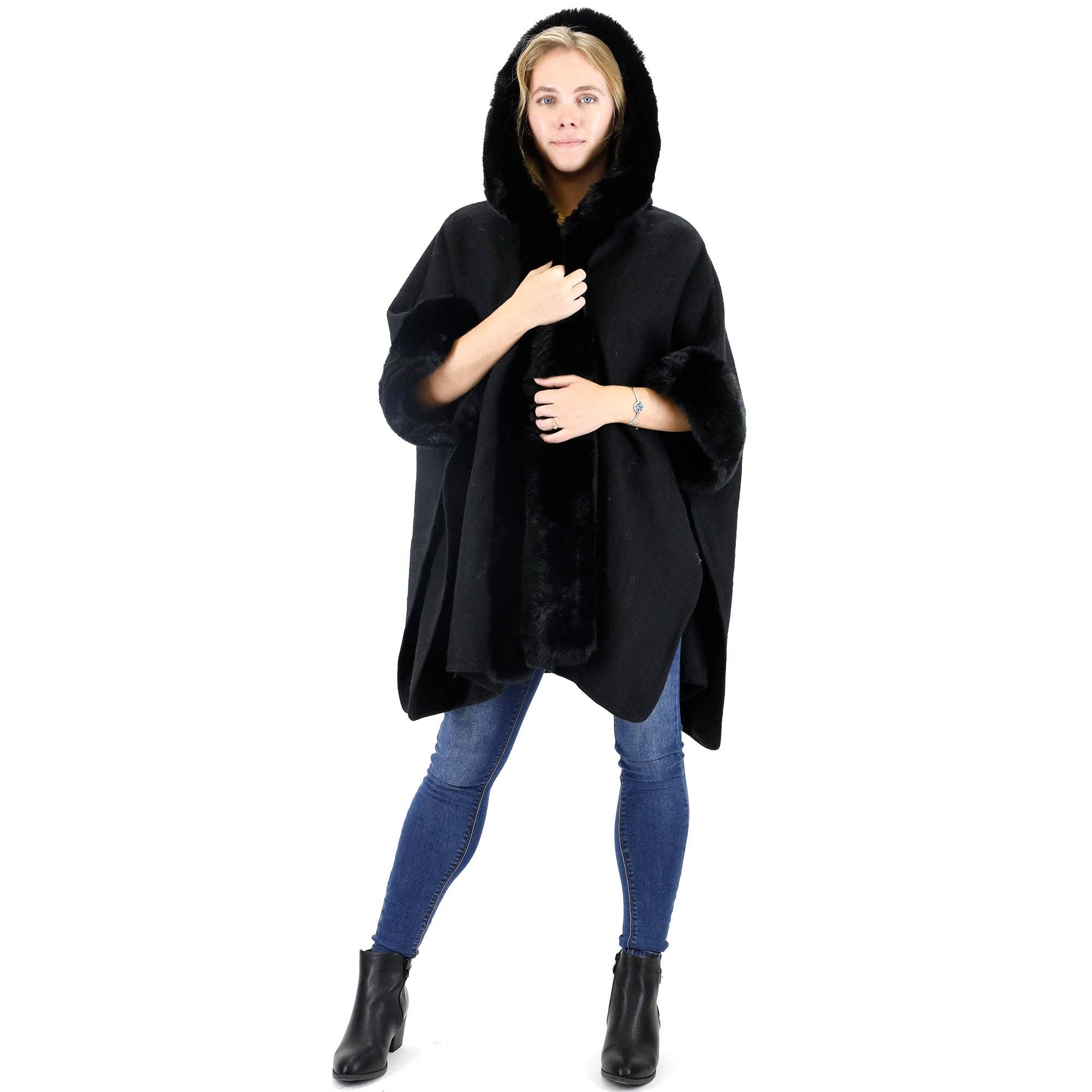 TAPA fashion - Wholesale Fur/Faux Fur Coat - Women's - Fur Hoodie Shawl P183 (3PC)13