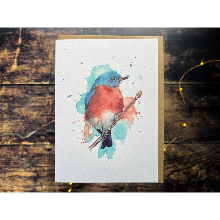 Georgina Doodles - Wholesale Everyday Greeting Card - Eastern Bluebird Greetings Card | Blank card, Bird Art, Watercolour print1