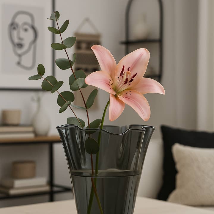 Vase glass wavy flower vase gray glass vase Christmas for wholesale by Signature Home Collection GmbH