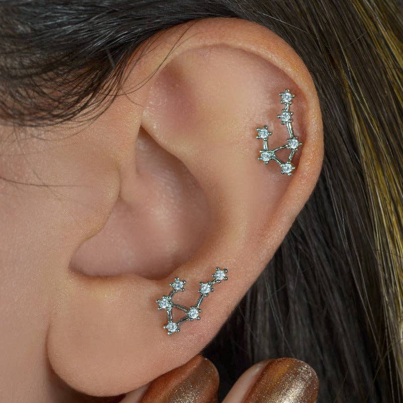 StockJWL - Wholesale Stud/Post Earrings - 12 Zodiac Earrings, Constellation Stud Earring Stud Piercing Tragus Helix Lobe and Cartilage Silver And Gold40