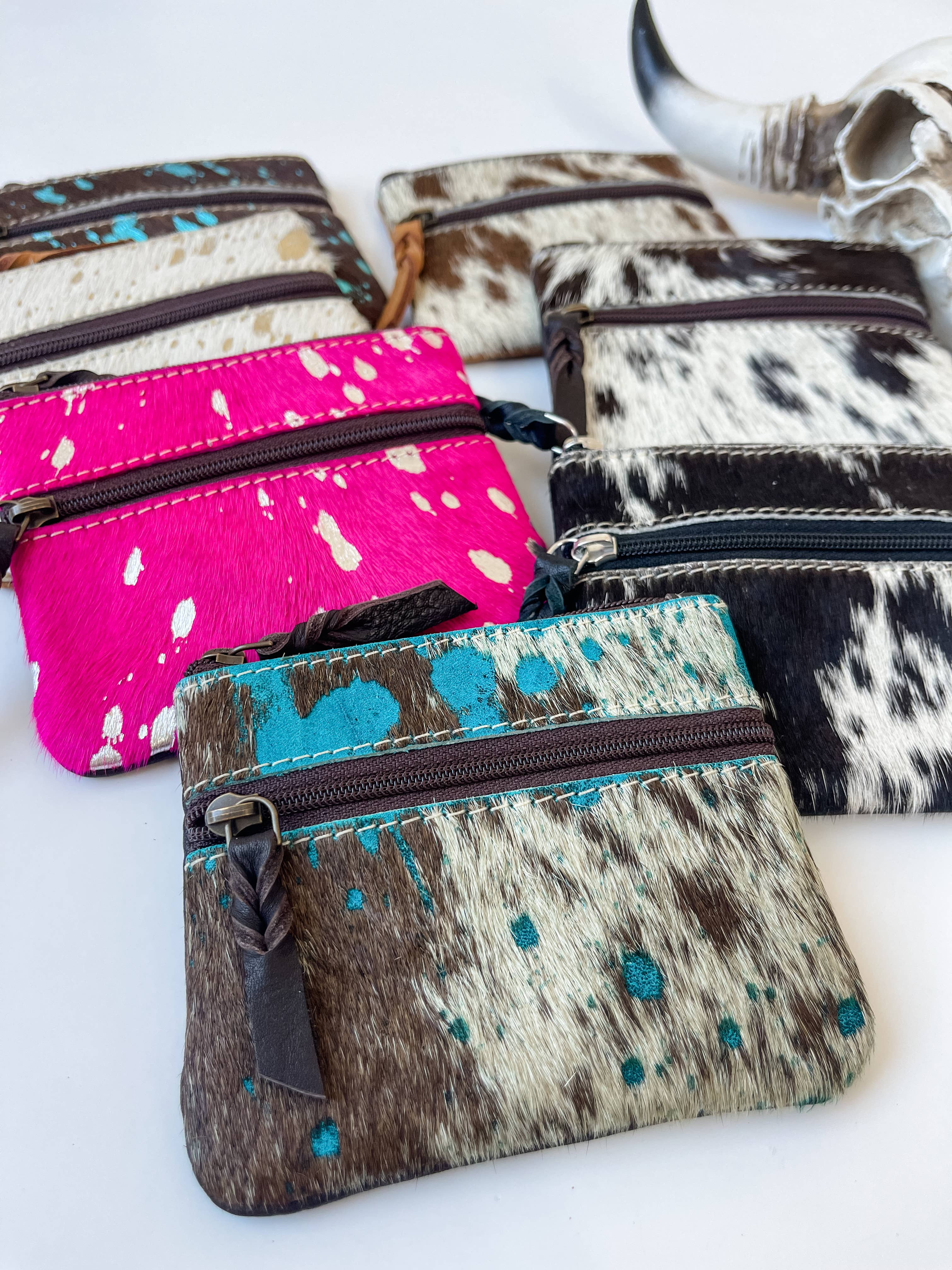 Boho Ranch Shop - Vente Porte-monnaie – femme - Pochette à monnaie Western en peau de vache6