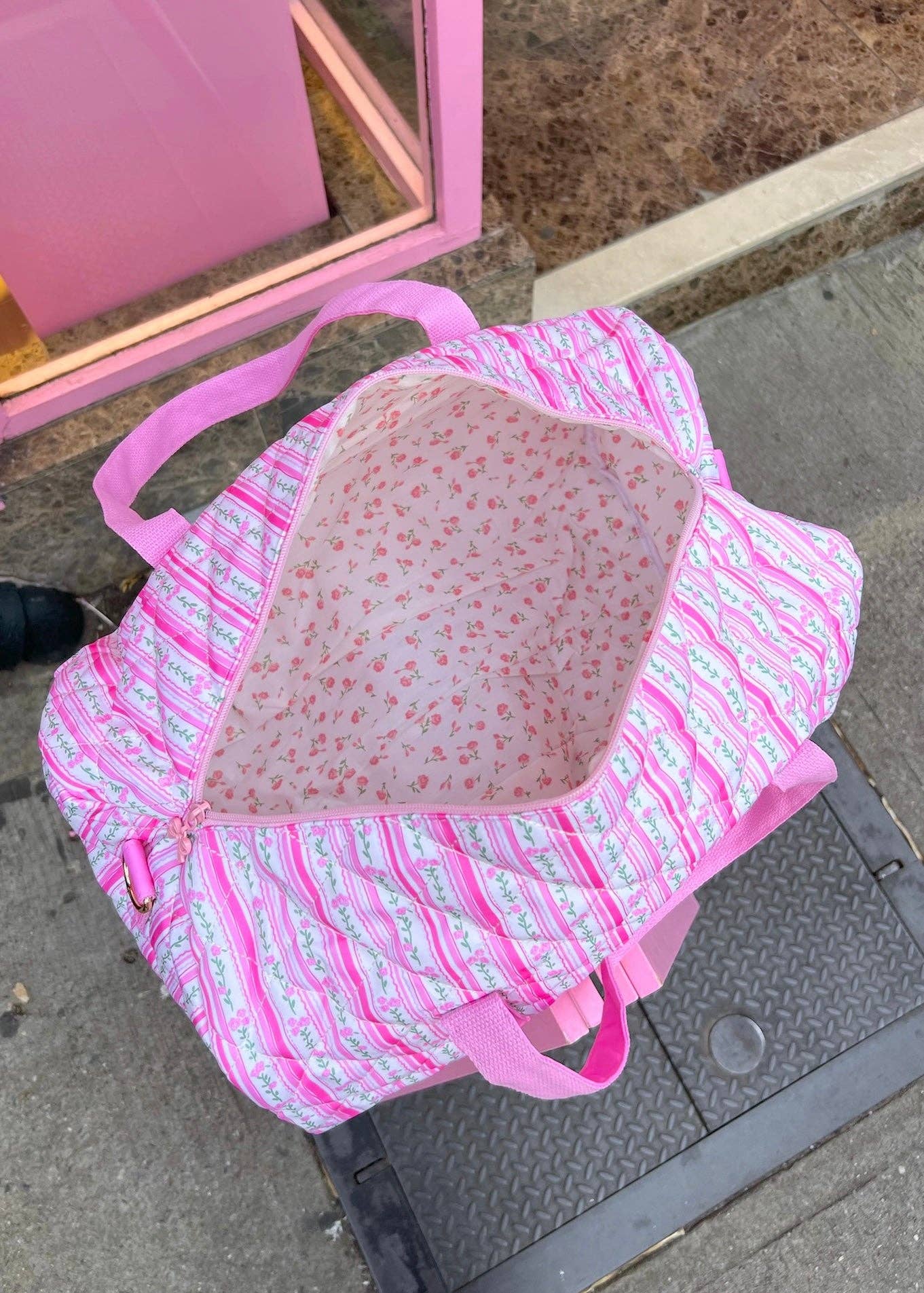 Colorful Natalie - Wholesale Weekender Bag - Women's - Flowers and Stripes Duffle Bag1