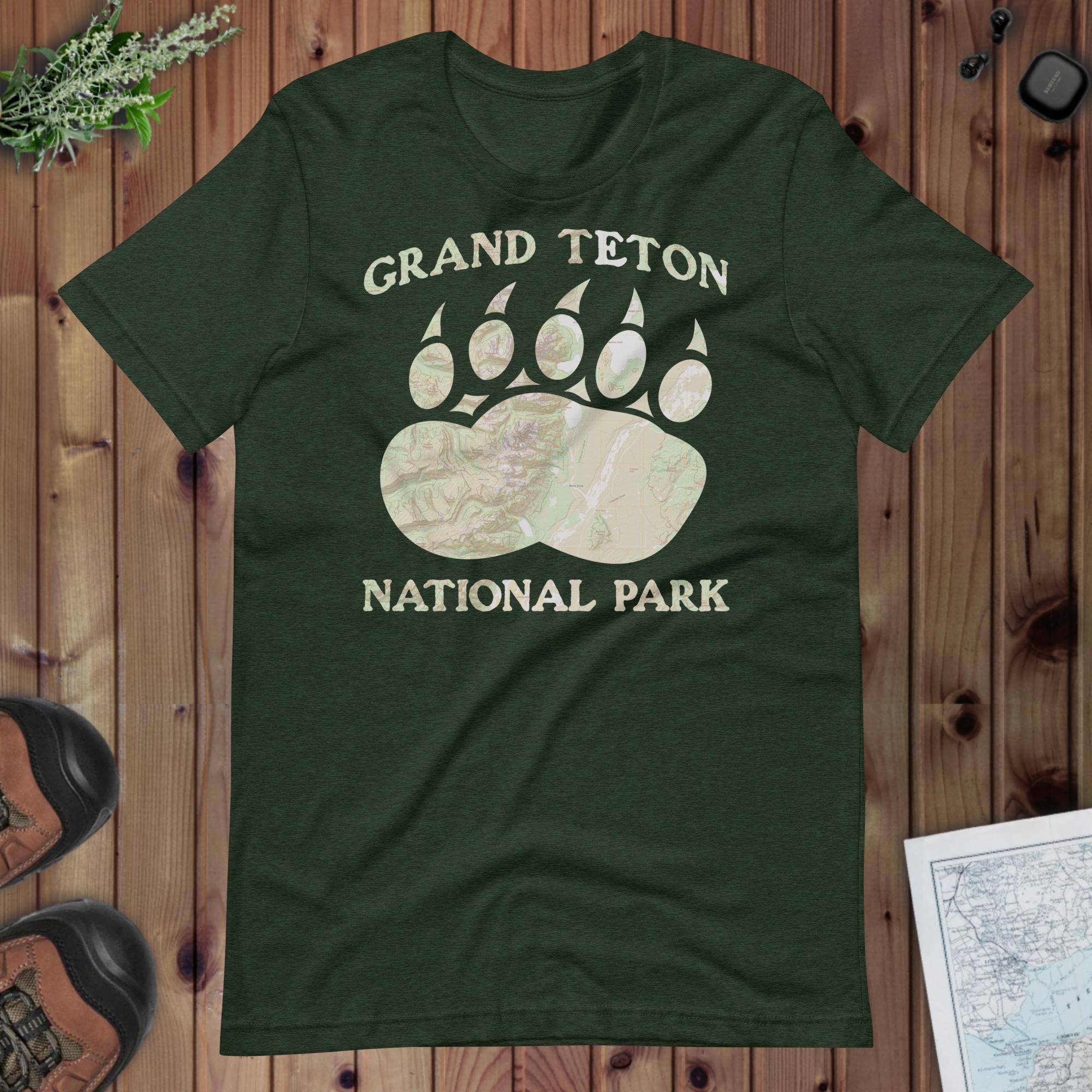 Park Service Apparel - Wholesale Screen Printed T-Shirt - Unisex - Grand Teton Bear Claw Topo T-shirt1