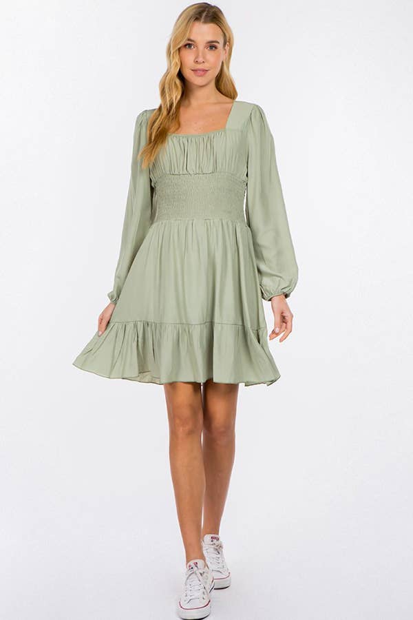 Hesperus - Wholesale Dress - Women's - Smocked Waist Square Neck Dress7