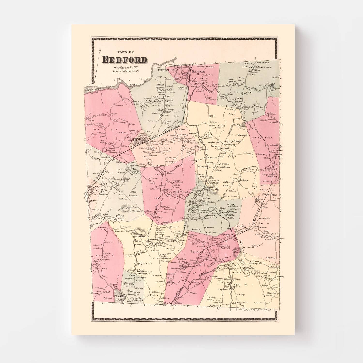Ted's Vintage Art - Wholesale Map - Vintage Map of Bedford, New York 18672