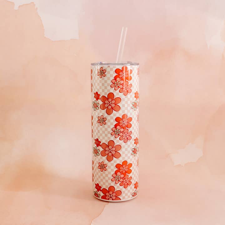Christmas Flowers Tumbler - Checkered Holiday Tumbler and other Purchase Wholesale plain tumbler with straw. Free Returns & Net 60 Terms on Faire trending on Faire.