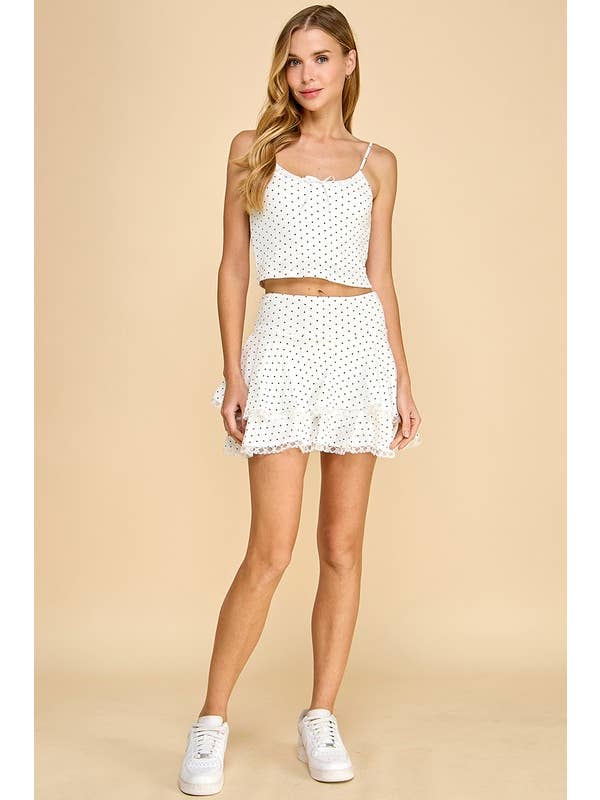 White CS3760-Motion Pointelle Polka Dot Double Layer Skirt for wholesale on Faire4