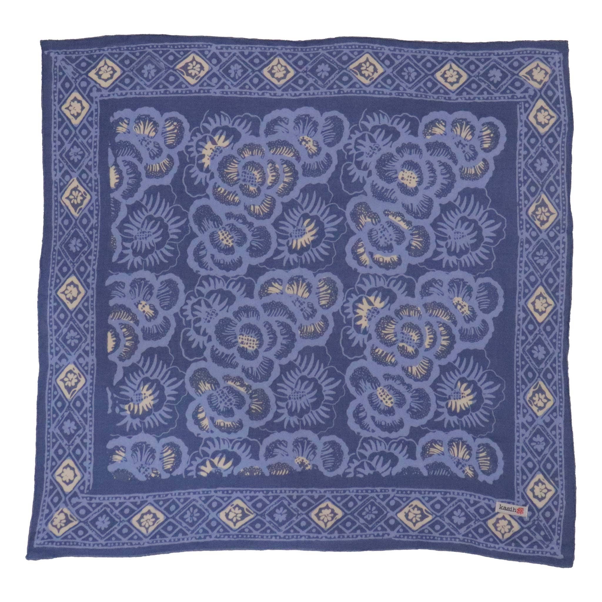 Kasih Co-op - Vendita all'ingrosso Bandana - Unisex - Bandana Batik Rose Blu, Leggero 100% cotone, Tinto a Mano Dipinto a Mano1
