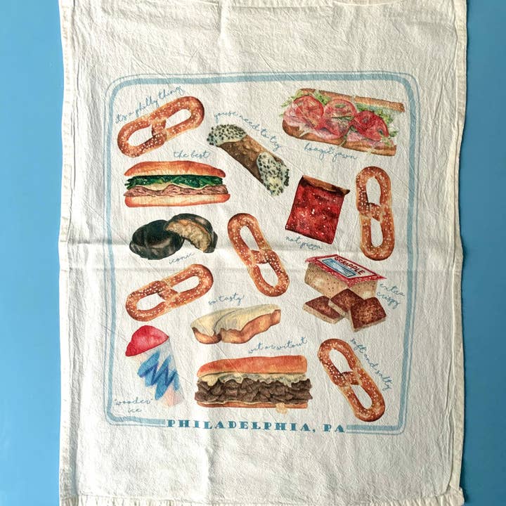 All The Philly Foods Flour Sack Towel for wholesale by Meadowbrook Lane