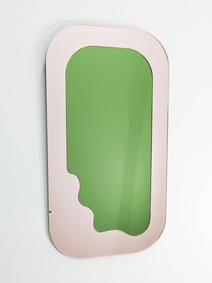 Light Pink & Green Wobble Mirror for wholesale by TYST