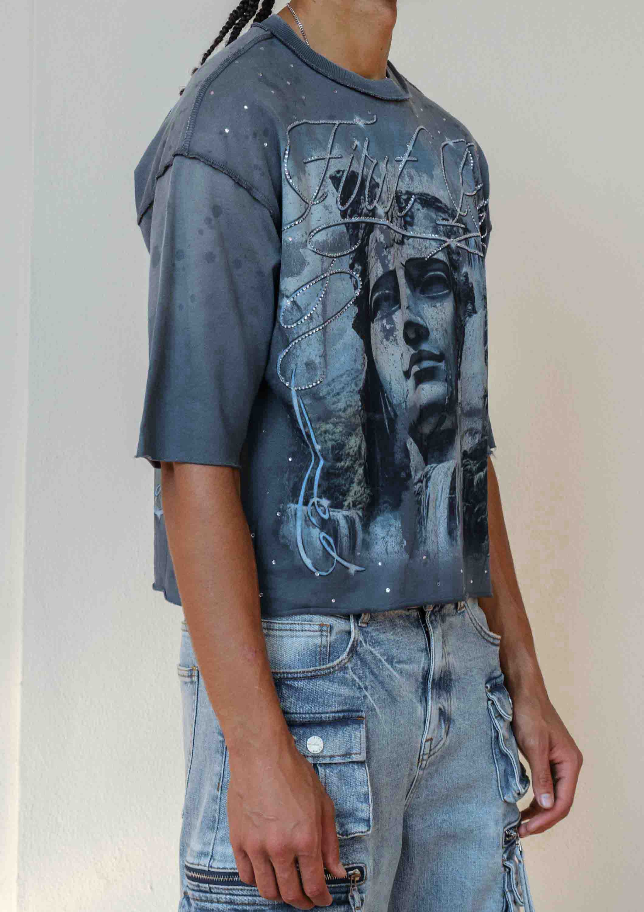 DK GREY LOST UTOPIA UNEARTH CROPPED  TEE for wholesale on Faire5