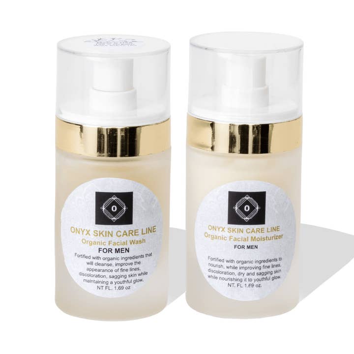 Two-Step Organic System Facial Wash and Moisturizer - For MEN for wholesale by Onyx Skin Care Line