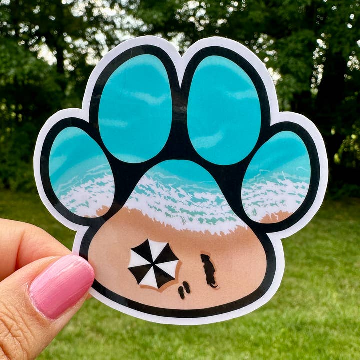 Adhesivo para mascotas Summer Beach Ocean Dog para venta al por mayor de Fishbiscuit Designs