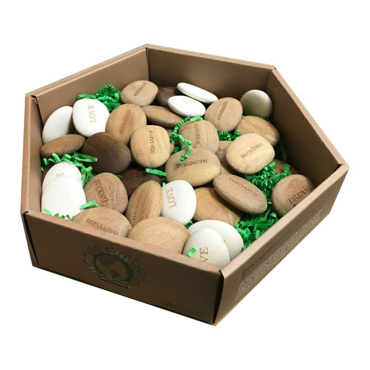 Piedras de madera inspiradoras - Set de exhibición para venta al por mayor de Handcrafted Gift