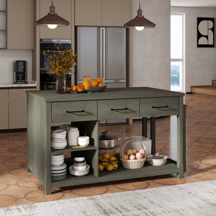 HOMYCASA DESIGN INC - Wholesale Kitchen Storage/Organizer - Extendable Kitchen Island with Power Outlets & Storage2