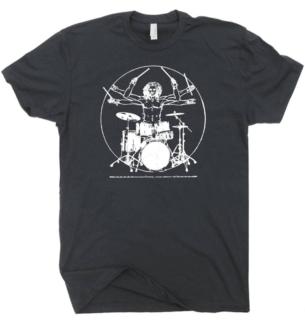 Shirtmandude Co - Wholesale Screen Printed T-Shirt - Unisex - Drums Shirt Drummer Music Rock Band Playing Cool Vintage T1