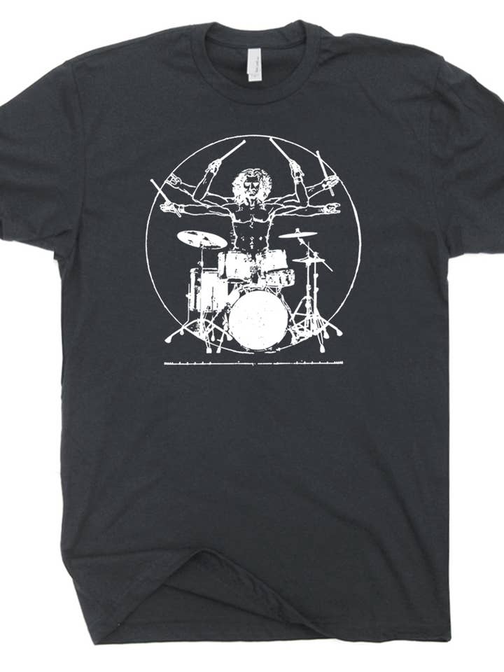 Shirtmandude Co - Wholesale Screen Printed T-Shirt - Unisex - Drums Shirt Drummer Music Rock Band Playing Cool Vintage T1