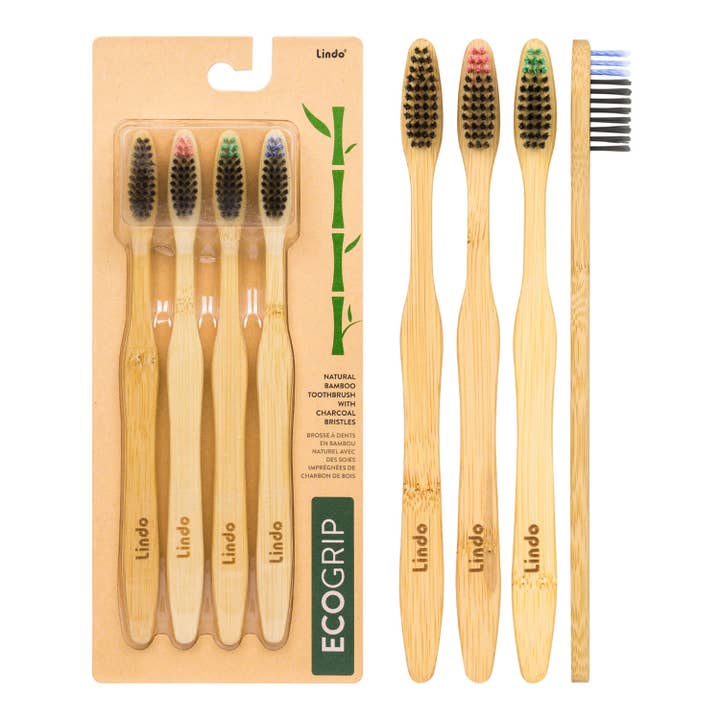 Lindo EcoGrip Bamboo Toothbrush - 4pcs/pk for wholesale by Lindo