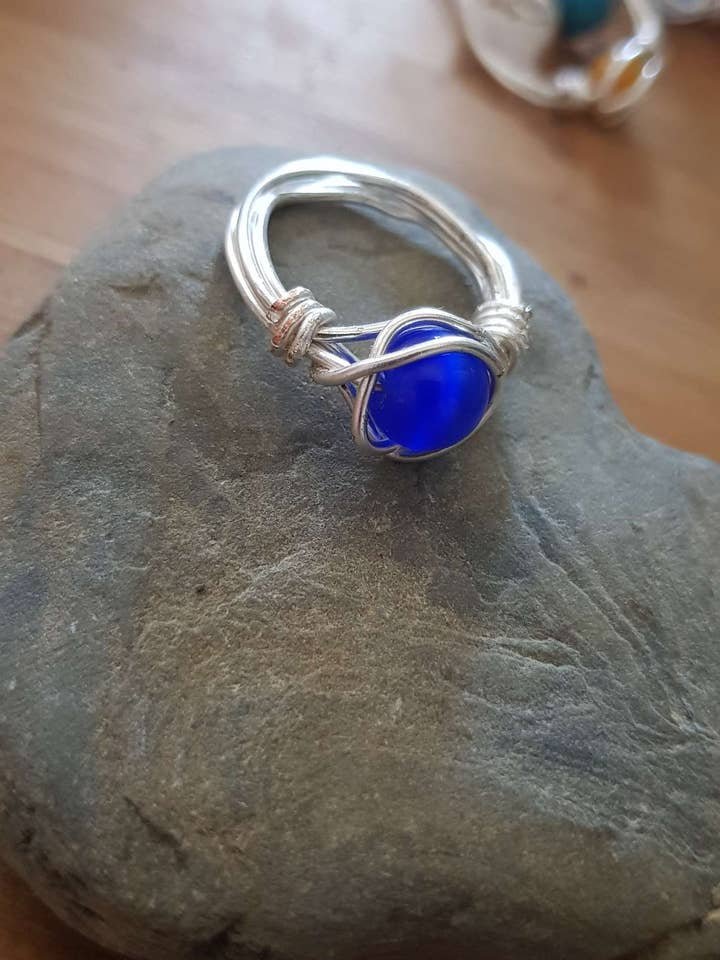 Dark Blue Cats Eye Healing Ring for wholesale by nls emporium