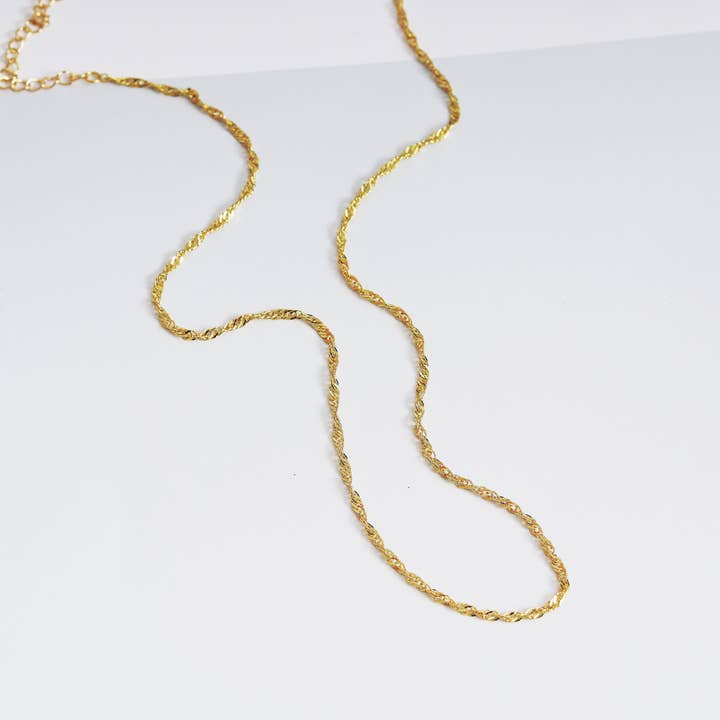 18K Gold zierliche Singapur-Ketten-Halskette, DNA-Goldketten-Halskette, SKU #EF151 für den Großhandel von BestBeads&Beyond