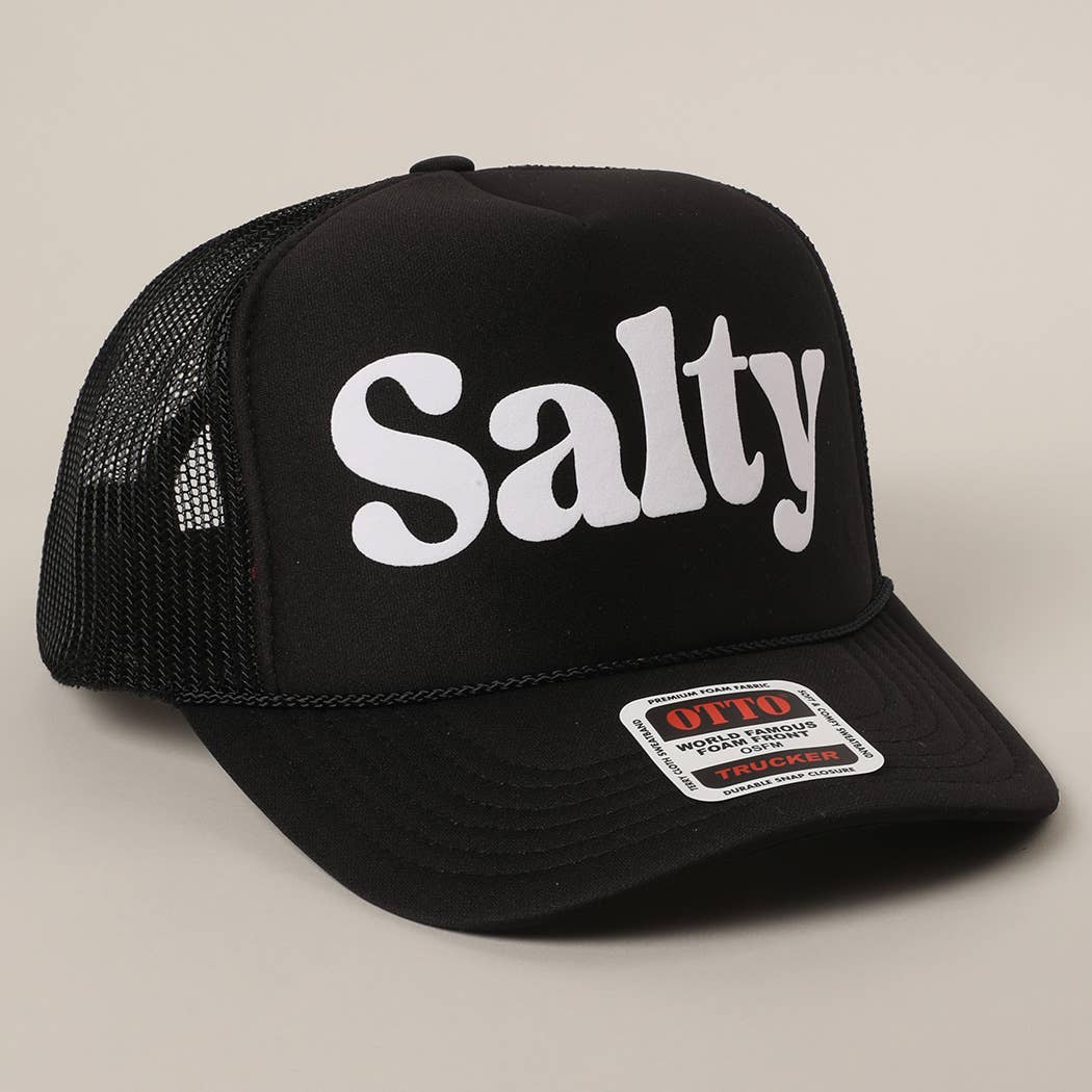 Fashion City – wholesale Trucker hat – Unisex – Salty Text Printed Mesh Back Foam Trucker Hat1