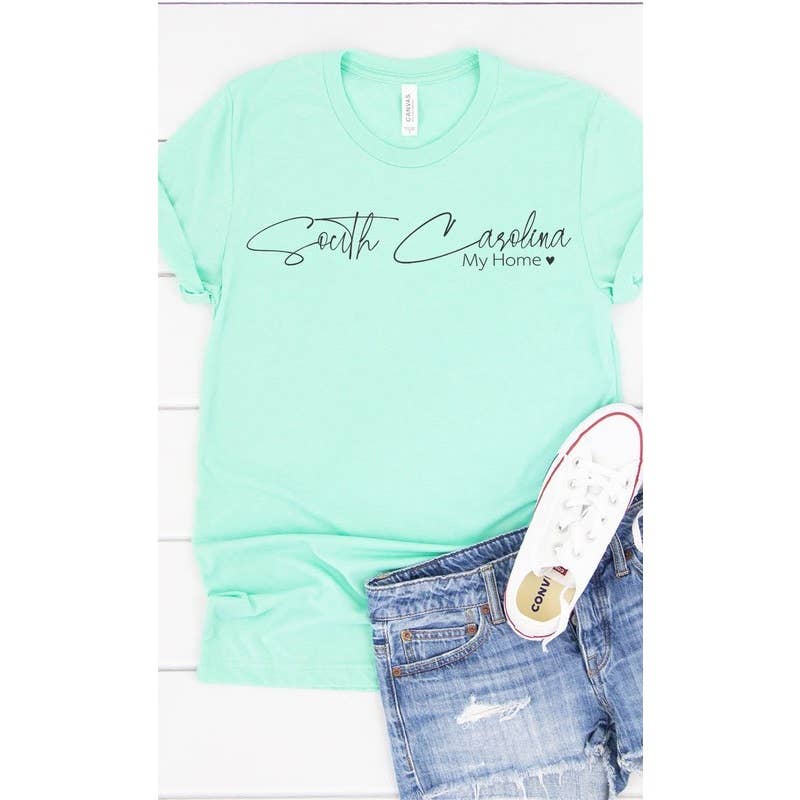 Kissed Apparel – wholesale Screen printed t-shirt – Women′s – South Carolina my home graphic tee4