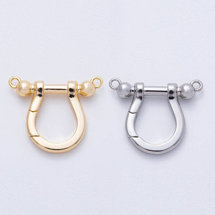 18K Gold Filled 26.5mm Anchor Shackle Push Clasps Finding in Gold & Silver | Z1651 for wholesale by Aim Eternal