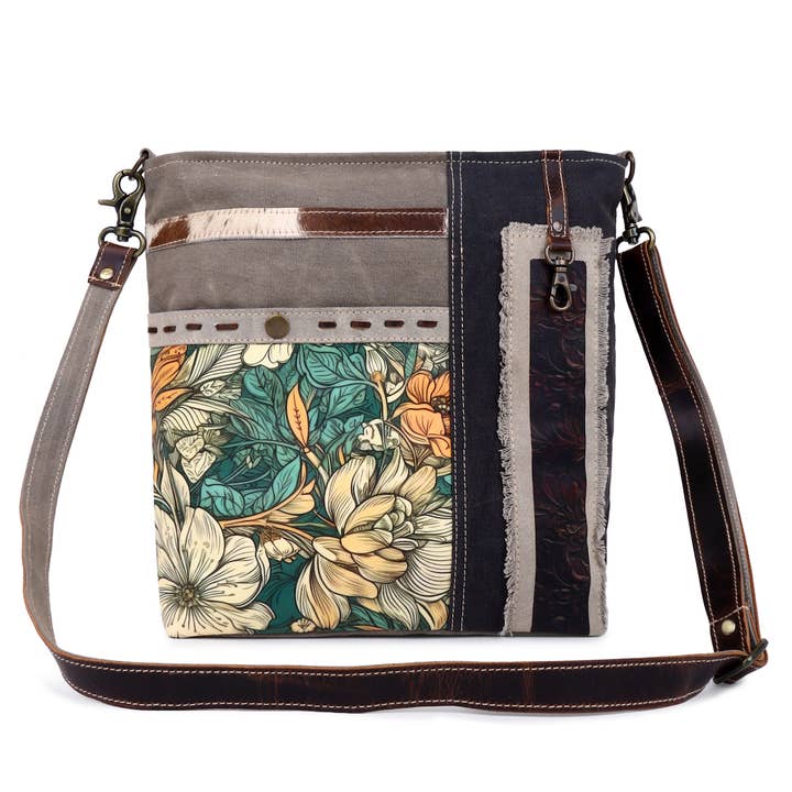 Sixtease Bags USA - Wholesale Shoulder bag – women's - Canvas & Leather Women's Shoulder Bag - Floral1
