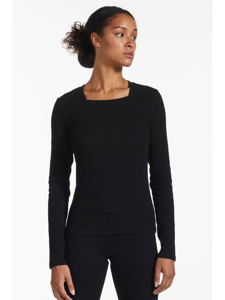 FANG - Wholesale Knit Top - Women's - Essential Square Neck Ribbed Long Sleeve3