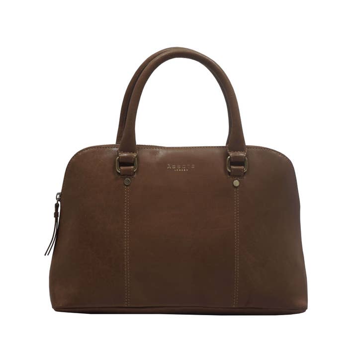 Assots London - Wholesale Top Handle Bag - Women's - 'SYDNEY' Tan Vintage Leather Grab Bag