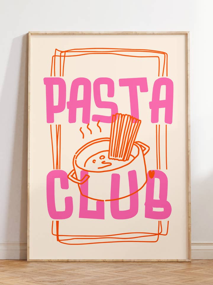 Pasta Club Print | Food Art | Kitchen Decor for wholesale by By Honey Studios