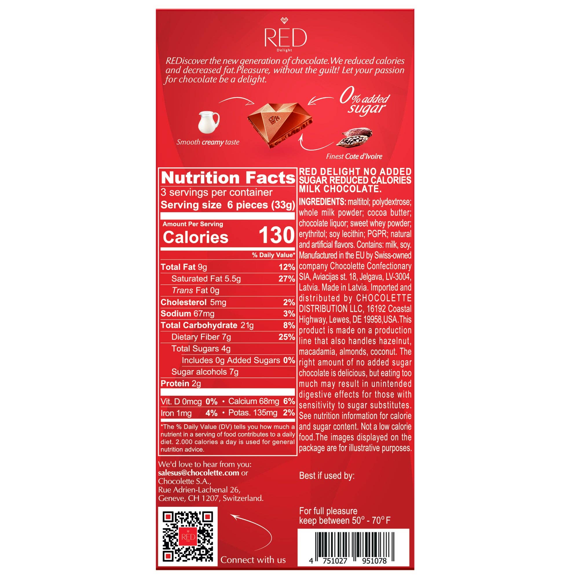 RED Chocolate - Wholesale Chocolate Bar - RED Delight®™ Milk Chocolate 3.53oz Bars3
