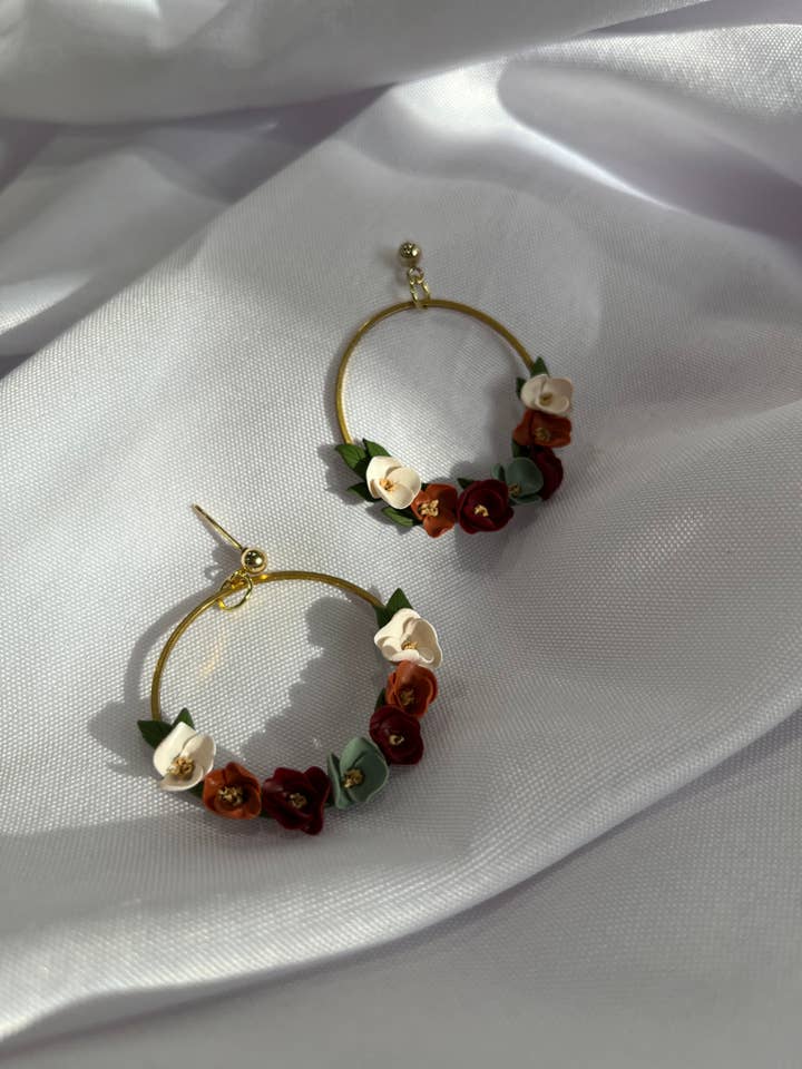 Warm Floral Hoops for wholesale by Unearthed by Kathryn Peña