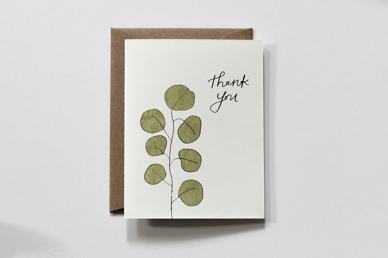everglow handmade – postal de agradecimento por atacado – Verde Simples | Blank Thank You Grateful Greeting Card1