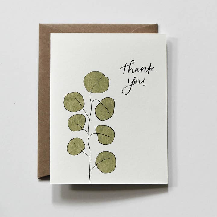 everglow handmade – postal de agradecimento por atacado – Verde Simples | Blank Thank You Grateful Greeting Card1